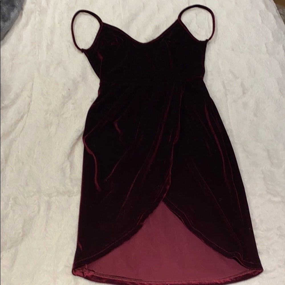 High slit open back velvet dress